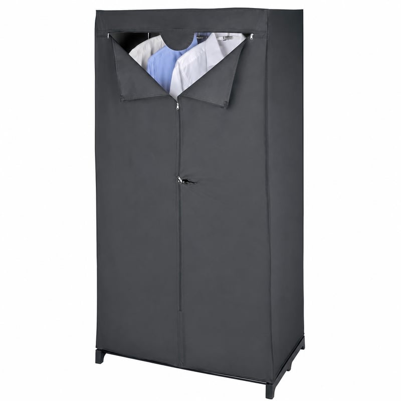 Skladacia skriňa na oblečenie WENKO Deep Black 75x150x50 cm — chybná, čiastočne funkčná: Poťah je roztrhnutý (stav: pozri 2. obrázok)