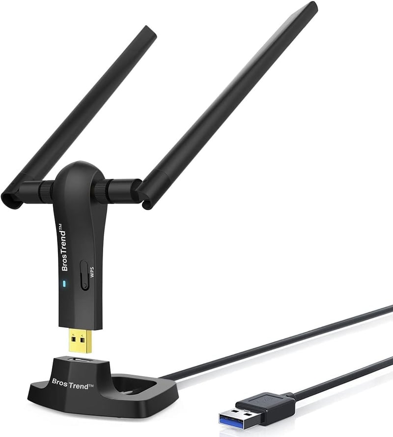 BrosTrend AC1200 USB WiFi adapter nagy hatótávú, dupla antennás, Windows kompatibilis