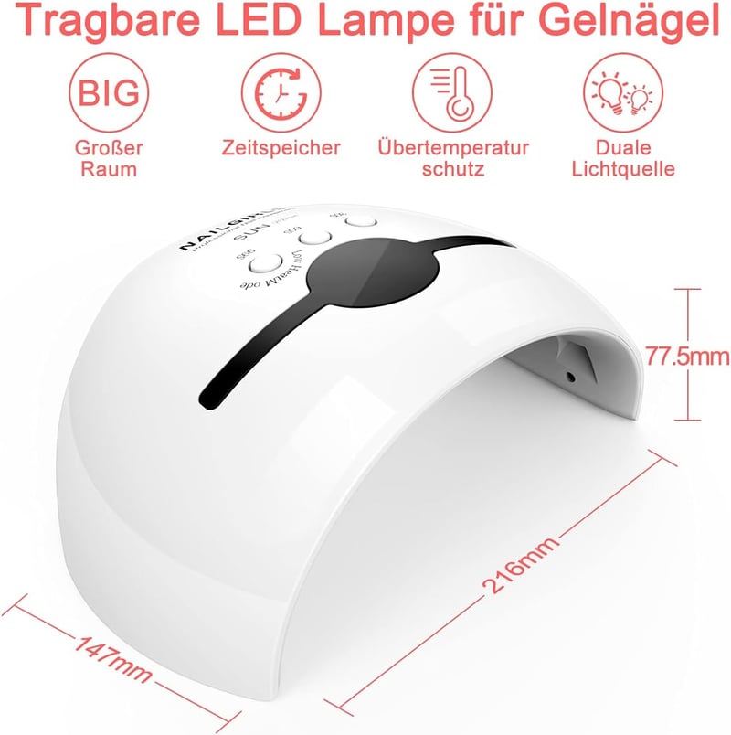 NAILGIRLS 48W UV LED Körömszárító Lámpa - Hordozható, LCD Kijelzős, 3 Időzítővel