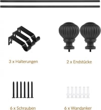 Kihúzható fekete függönyrúd 120-240 cm, 16 mm átmérő 7