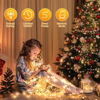 GlobaLink LED Fényfüzér 50m - Kültéri-Beltéri 2000 LED, IP44 Vízálló, 8 Világítási Mód, Memória Funkcióval, Meleg Fehér 3