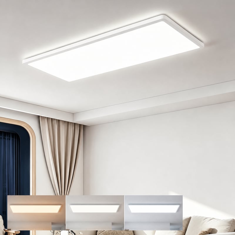 Plafonieră LED Bowfar 80x25x2,5 cm, 18W 4000lm, reglabilă (dimmable) 3000K-6500K, panou alb — Fără telecomandă (stare: vezi poza a 2-a)