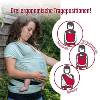 manduca Sling Rugalmas Babahordozó Kendő Újszülötteknek 3,5 kg-tól 15 kg-ig, Puha Bio Pamut Jersey Anyagból, Univerzális Méret, Menta Színbe 5