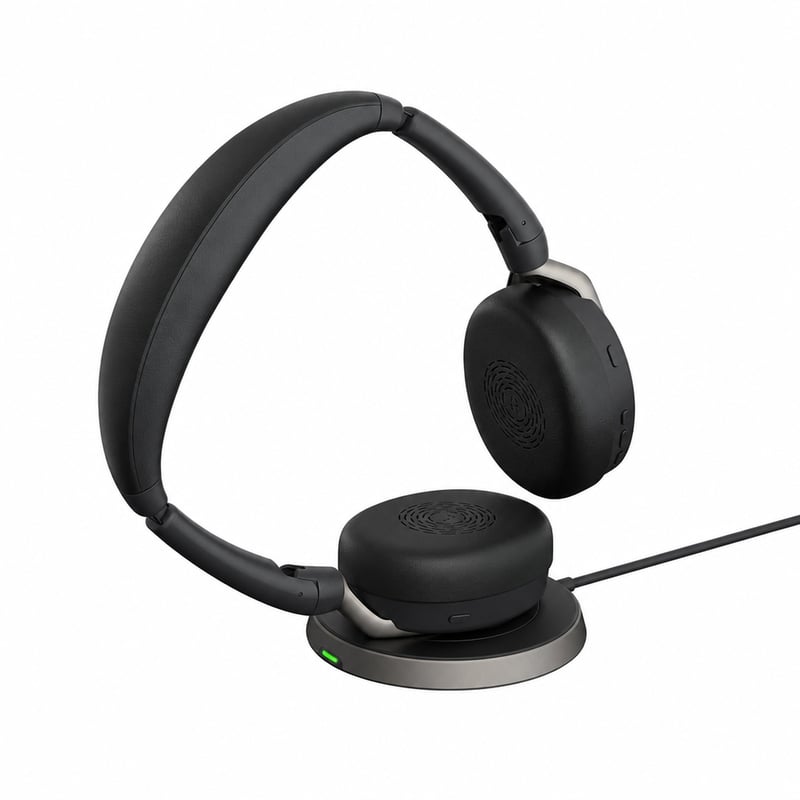 Bezdrôtové stereo Bluetooth slúchadlá Jabra Evolve2 65 Flex s hybridným aktívnym potlačením hluku (ANC), čierne – neúplné balenie, stav ako nové