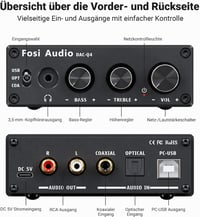 Fosi Audio Q4 192 kHz USB DAC fejhallgató erősítő PS5/PC/MAC-hez 7