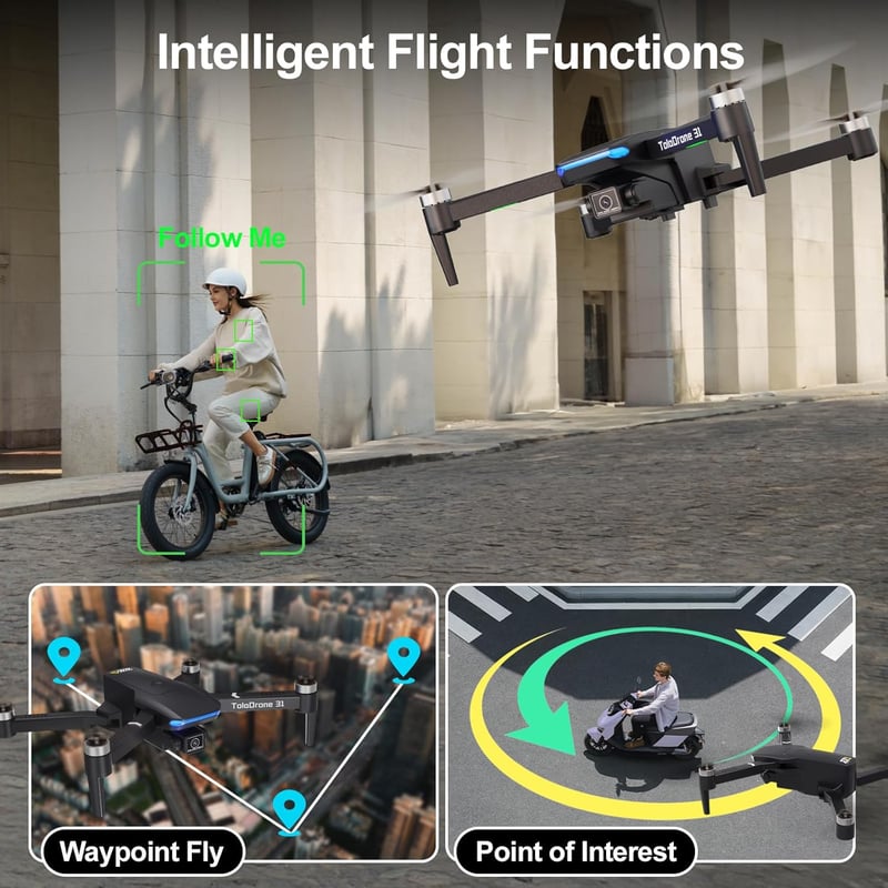Toladrone TD31GPS GPS Drón 4K Kamerával - 5G FPV Átvitel, Kefementes Motor, Automatikus Visszatérés Funkció, Kezdőknek és Haladóknak