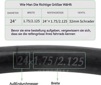 MTATCN Kerékpár Belső Gumi 24x1.75/2.125 Schrader Szelepes (32mm) - Strapabíró Butil Gumibelső MTB, BMX, Gyerekbicikli Kerékhez - 2db Szett  2