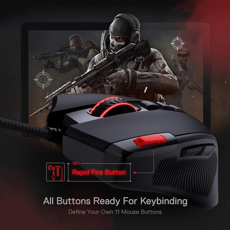 Redragon M612 Predator RGB gamer egér, 8000 DPI, 11 programozható gomb
