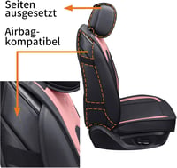 UPO AUTO univerzális műbőr autó üléshuzat szett - fekete-rózsaszín, vízálló, légzsákkompatibilis 3