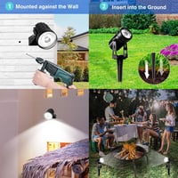 T-SUNUS Napelemes Kültéri Spotlámpa Kertbe, 2 db Hidegfehér IP65 Vízálló Kerti Lámpa, 270° Állítható, Automata Kapcsolás, Fára Teraszra Udva 3