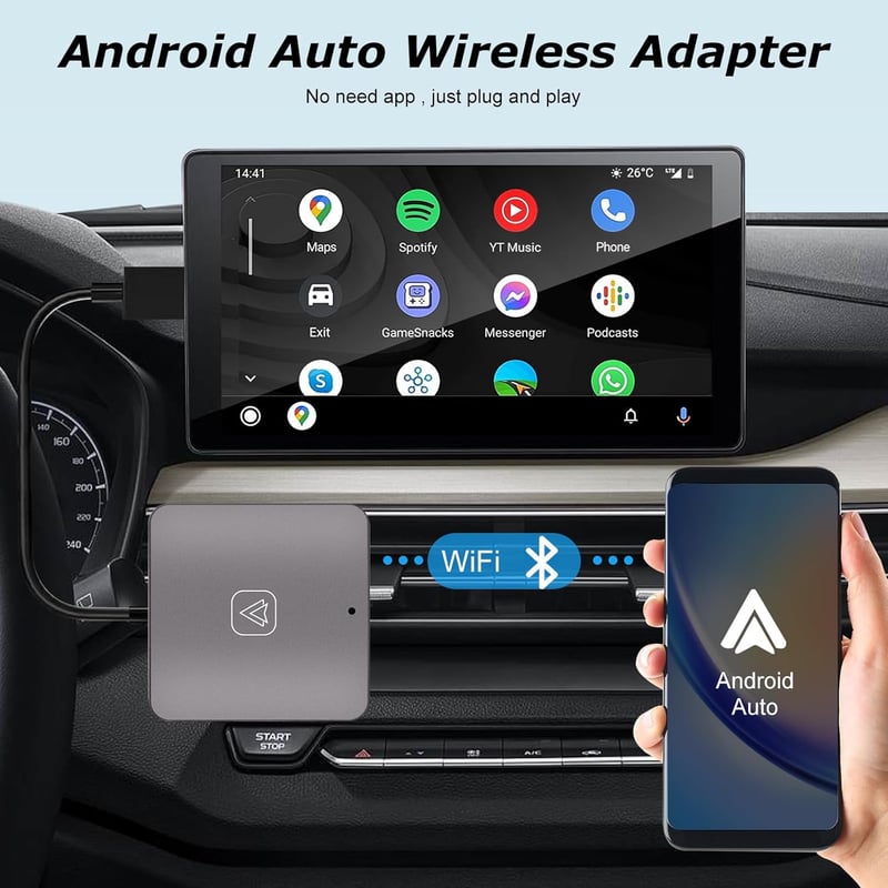 NHOPEEW vezeték nélküli Android Auto adapter - gyári autókhoz, egyszerű használat