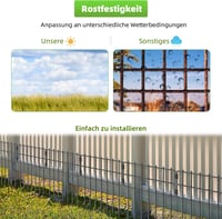 LIANTRAL Dekoratív Fém Kerti Kerítés - 42cm x 7,63m, Fekete, 25 db T-alakú Elem, Állat Védőkerítés, Rozsdamentes, Földbe Szúrható 7