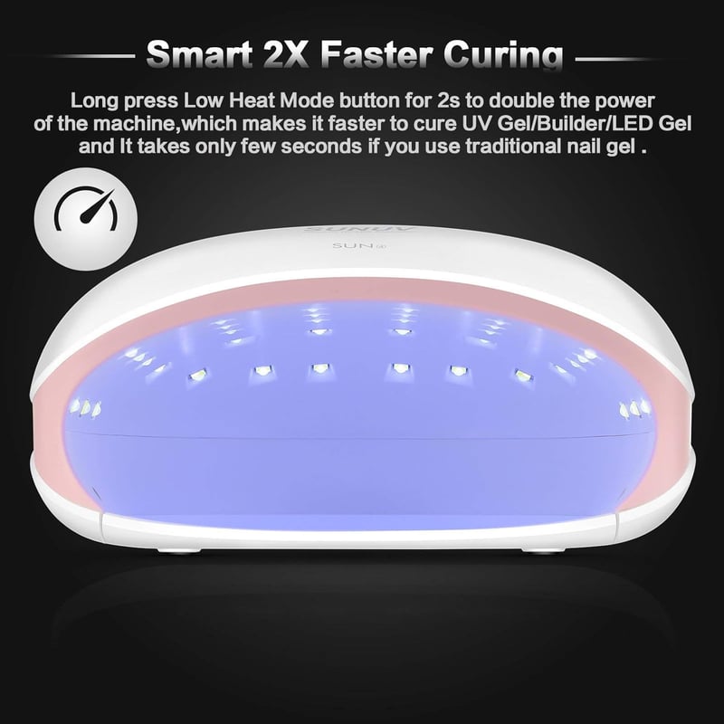 SUNUV 48W UV LED Műköröm Lámpa Időzítővel és LCD Kijelzővel - Rózsaszín SUN4S