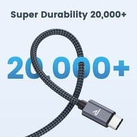 RAMPOW 2m Szürke Fonott USB-A/C Gyorstöltő Kábel - Újracsomagolt 5
