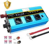 Tiszta szinuszos 3000W/6000W inverter, 12V-230V, 3 EU aljzat, 4 USB, LCD 5