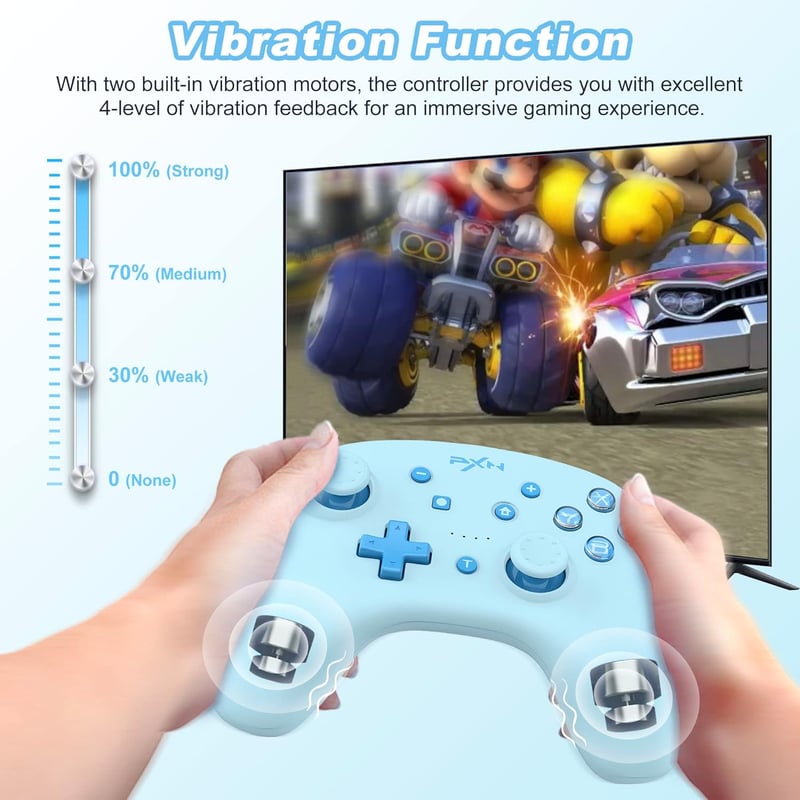 PXN 9607X vezeték nélküli Switch kontroller - Turbo, NFC, rezgés, giroszkóp - PC és OLED kompatibilis - Cián