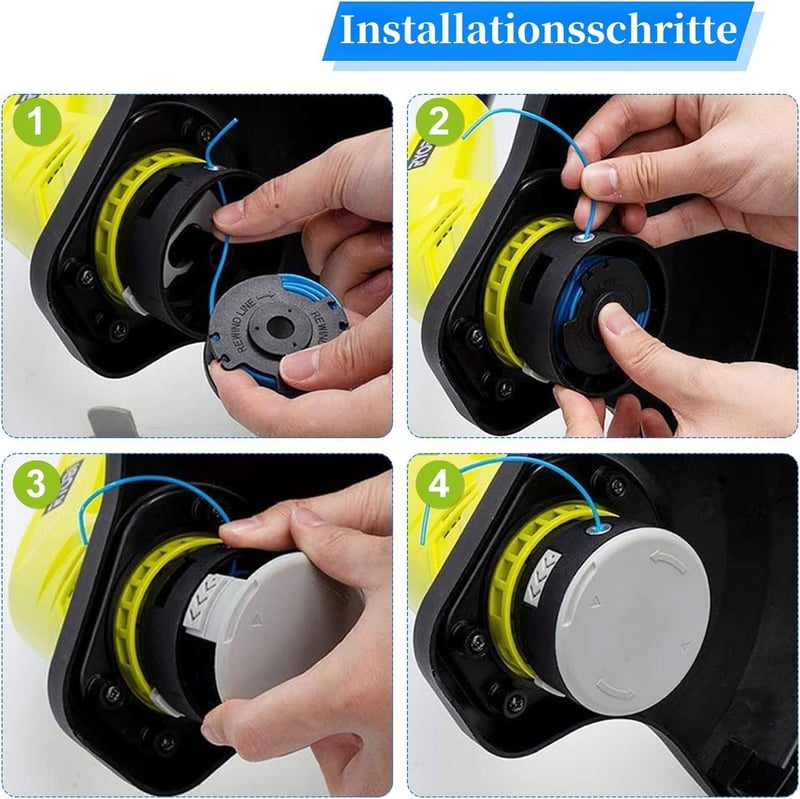Yweller 10 db RAC124 pótdob szett Ryobi 18V ONE+ akkus és hibrid fűkaszákhoz, 1,65 mm átmérő, 3,3 m hossz, fedéllel - OLT1832, RLT1830Li kom