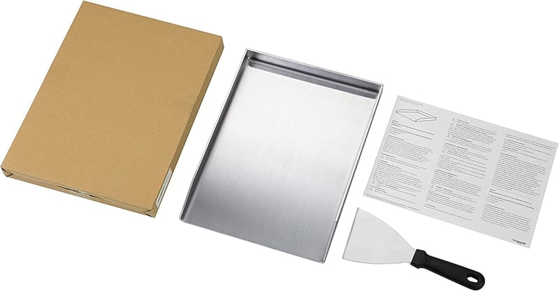 Smartpeas Rozsdamentes Acél Grillező Lap 30x40 cm - Univerzális Plancha Faszenes és Gázos Grillekhez, Egyenletes Hőelosztás, Hamburger és Tü