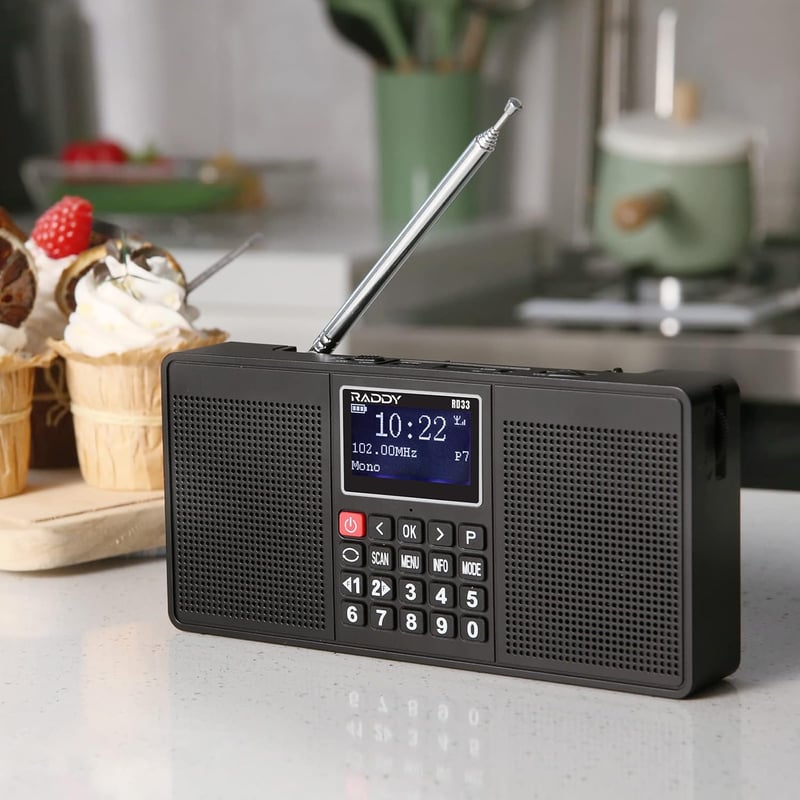 Raddy RD33 hordozható DAB/DAB+ digitális rádió, MP3 lejátszóval és Bluetooth-szal