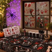 Halloween party set: 8x krvave naljepnice + 80 LED paukova mreža + umjetna krv + 97-dijelni set 1