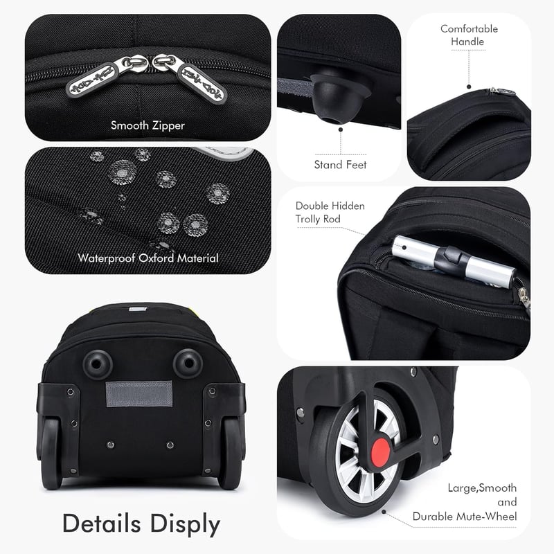 BAGZY Gurulós Hátizsák 45x36x20 cm - Kétkerekű Laptoptáska 15.6" Méretű Laptophoz, EasyJet Kézipoggyász Méretű Utazótáska Biztonsági Zárral