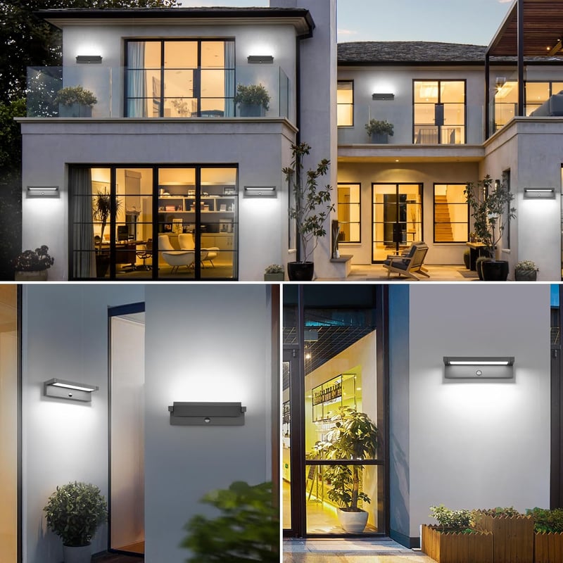 KUKAK 36W LED Kültéri Fali Lámpa Mozgásérzékelővel - 350° Forgatható Panel, IP65 Vízálló, 6500K Hideg Fehér, Kert, Terasz, Bejárat Világítás