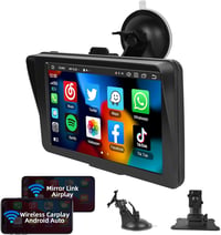 Podofo 7" Vezeték Nélküli Autórádió - Érintőképernyős, Bluetooth, Apple CarPlay, Android Auto, Airplay, FM Adó, Tükrözés Funkcióval 1
