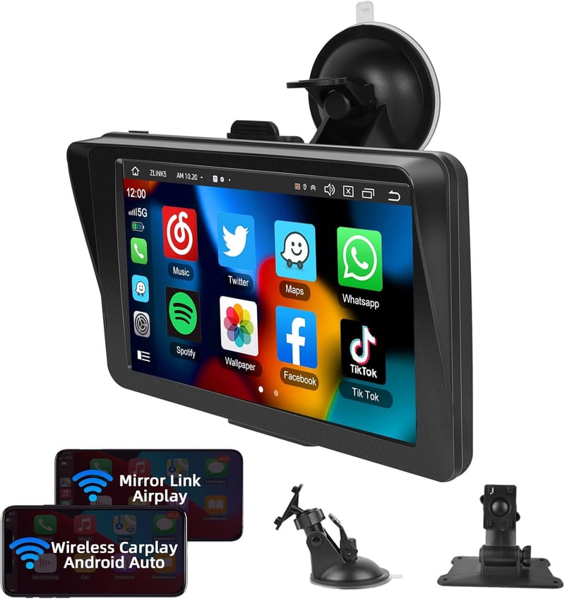 Podofo 7" Vezeték Nélküli Autórádió - Érintőképernyős, Bluetooth, Apple CarPlay, Android Auto, Airplay, FM Adó, Tükrözés Funkcióval