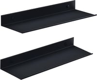 HNVNER Fúrás Nélküli Zuhanypolic Szett - 2 db Fekete Fém Fali Polc 40 cm - Fürdőszobai Tárolórendszer Samponoknak, Konyhába, Nappaliba 1