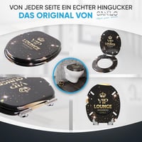Sanilo Fa WC Ülőke Soft-Close Funkcióval - Ovális, Fekete VIP Lounge Dizájn, Tartós Minőségi Faanyag, Szerelési Kellékekkel, 2,7 kg 6