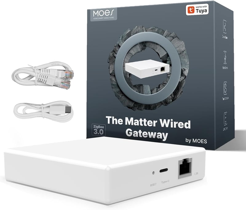 MOES Matt Okos Gateway - Zigbee Hub Tuya eszközökhöz - Kompatibilis Apple HomeKit, SmartThings, Alexa és Google Home rendszerekkel