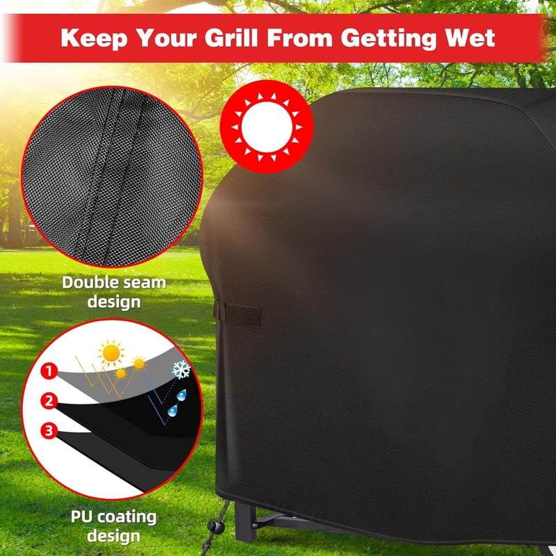 SPGOOD Grillhuzat 132x66x110 cm - Vízálló 420D Oxford Anyagú BBQ Védőtakaró Gázgrillhez, Időjárásálló, Szakadásmentes, Állítható Tépőzárral 