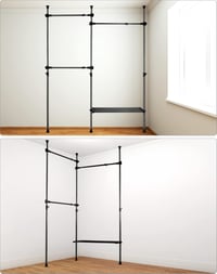 QWORK Teleszkópos Ruhaállvány - Állítható Acél Ruhaszárító, 50 kg Teherbírás, Hálószobába, Öltözőbe, Fekete, 230x315 cm 4