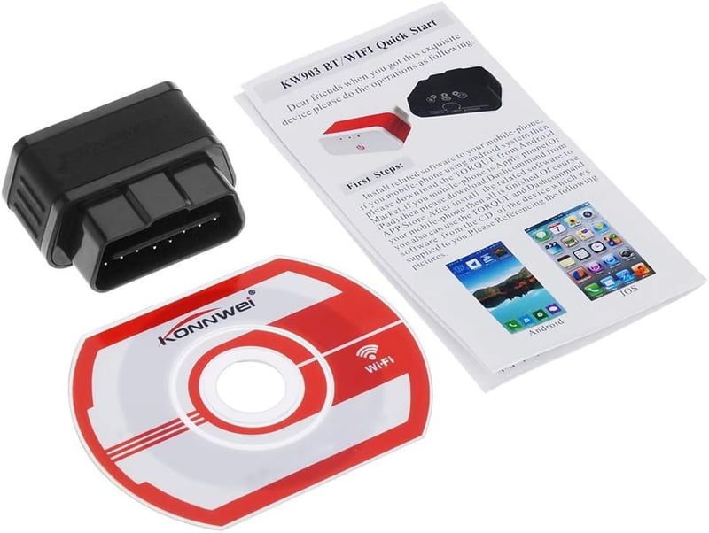 KONNWEI KW903 Mini BT3.0 OBD2 Autó Diagnosztikai Szkenner - Android és Windows PC Kompatibilis Hibakódolvasó, Fekete