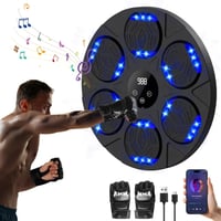 LPQKCcY Zenélő Boxgép LED Világítással - Falra Szerelhető Bluetooth Ütőgép Boxkesztyűkkel - Otthoni, Beltéri Edzőtermi Használatra 1