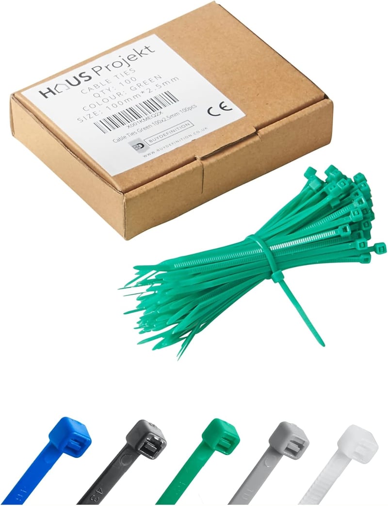 Buydefinition 100 db zöld kábelkötegelő 100mm x 2.5mm - UV-álló nylon kábelrendező kültéri-beltéri használatra, otthonba, irodába, kertbe, g
