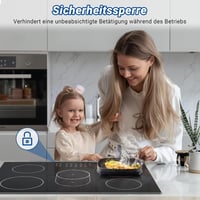 AMZCHEF Beépíthető Üvegkerámia Főzőlap 77 cm - 5 Zónás, Ovális és Tripla Főzőfelülettel, 9 Teljesítményszinttel, Időzítővel, Biztonsági Zárral 7