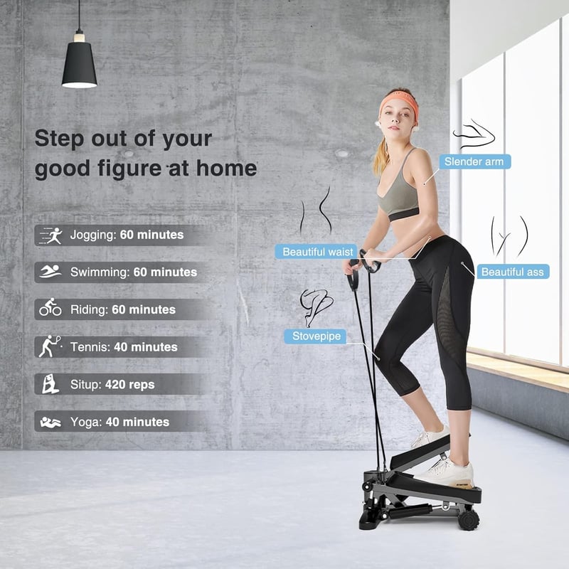 Tohoyard Mini Stepper 150kg - Otthoni Edzéshez, LCD Kijelzővel, Csendes Cardio Gép, Fekete