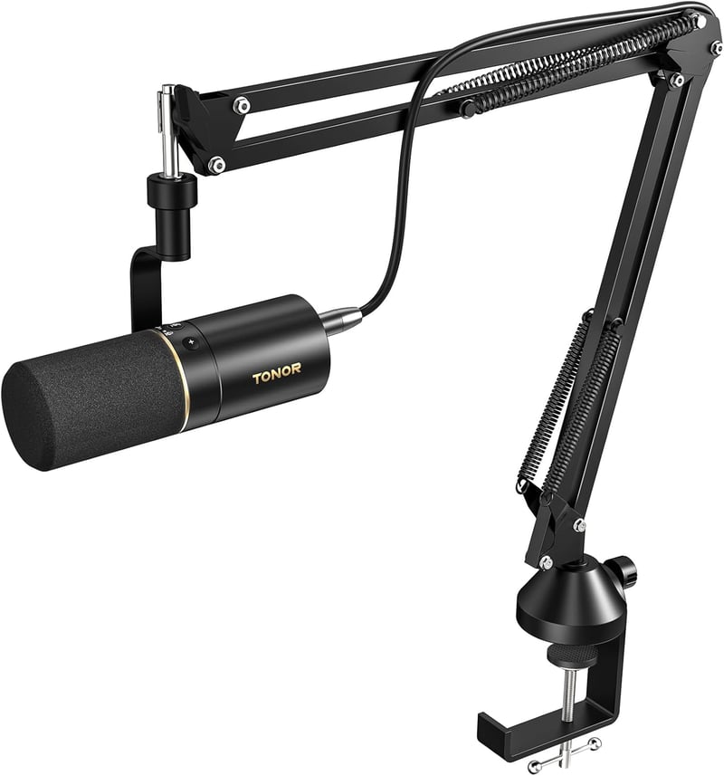 TONOR USB/XLR Dinamikus Mikrofon PC-hez Mikrofonállvánnyal - Némító Gombos Gaming Mikrofon PS4/PS5 Kompatibilis Podcast, Streaming és Stúdió