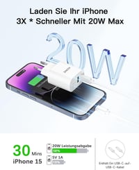 Zinooy 20W USB-C Gyorstöltő 2 Portos, Kompakt Fali Adapter iPhone 16/16 Pro/15/15 Pro Készülékekhez, Univerzális USB Töltő Apple Eszközökhöz 5