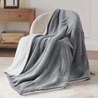 Bedsure Sherpa Kétoldalas Takaró, Extra Puha Flanel Pléd Kanapéra és Ágyra 150x200 cm - 150 x 200 cm, 01-grey 3