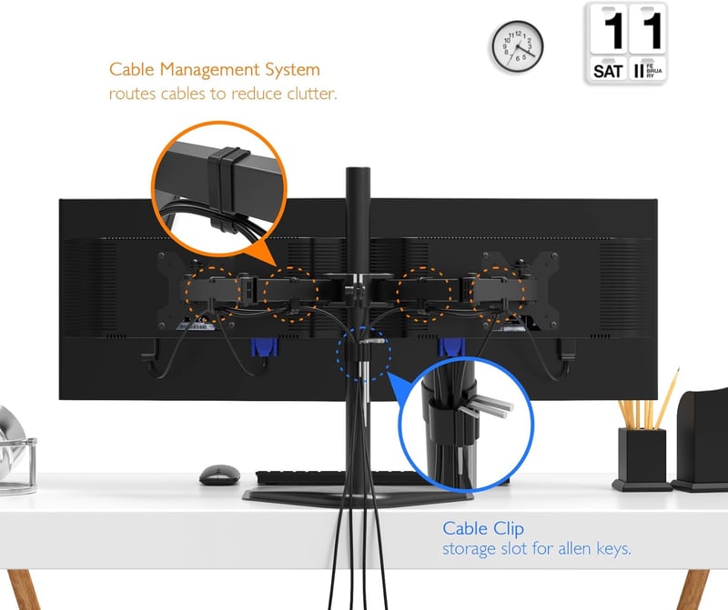 BONTEC Dupla Monitortartó | 13-27" LED/LCD | Állítható, Forgatható, 2x10kg