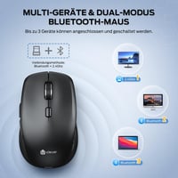 iClever Vezeték Nélküli Bluetooth Egér - Újratölthető, Csendes, 4 DPI Beállítással, USB-C, Windows/macOS/ChromeOS Kompatibilis 3