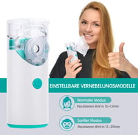 HITHINKMED Tölthető Ultrahangos Inhalátor - Elektromos Porlasztó Felnőtteknek és Gyermekeknek, 2 Maszkkal és Szájrésszel, Zöld 3