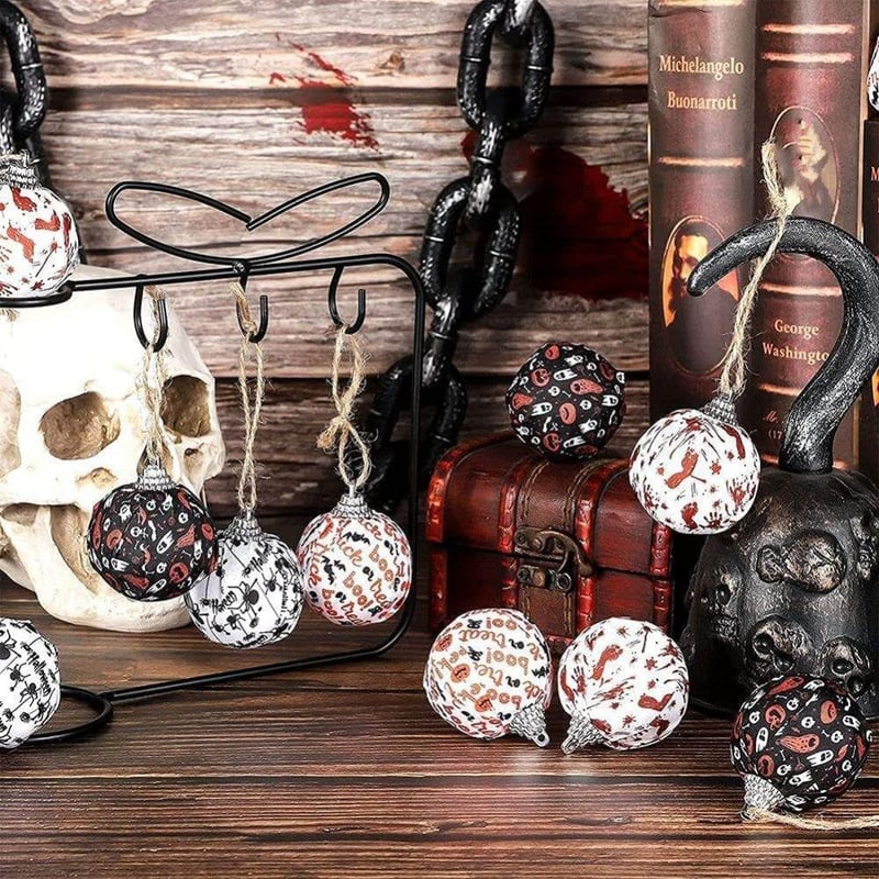 Halloween Függődísz Szett - 16 db Tökös, Pókos, Szellemes Golyó Dekoráció