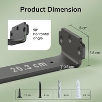 WELDUN 6db Polctartó Konzol 20cm - Fekete L-alakú Fali Tartókonzol 75kg Teherbírással, Szerelési Kellékekkel és Vízmértékkel 2