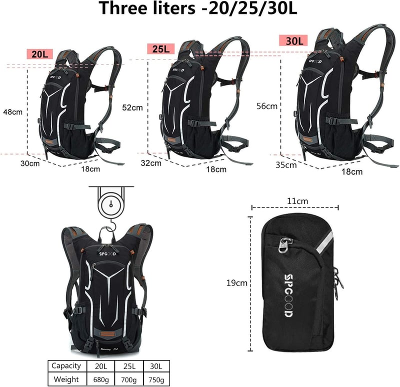 SPGOOD Kerékpáros Hátizsák  - Vízálló, Ultrakönnyű, Unisex Túratáska Esővédővel és Sisakrögzítővel - MTB Hegyi Biciklis Táska