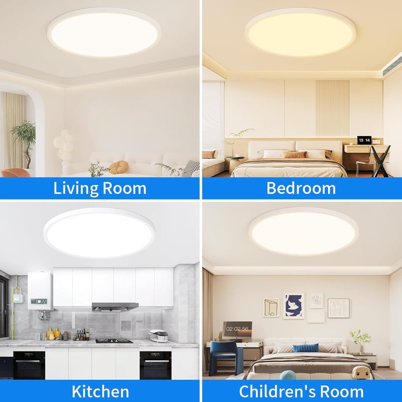 MOONSEA 60W Ultravékony LED Mennyezeti Lámpa, Távirányítós Fényerőszabályzás, 3000-6000K Színhőmérséklet, 60cm Kerek, Nappali, Hálószoba, Gy