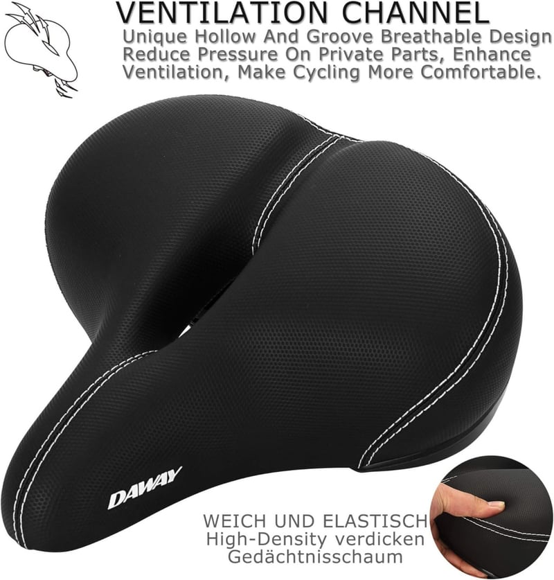 DAWAY C30 Extra Széles Kerékpár Nyereg - Kényelmes Memóriahabos Ülés Férfiaknak és Nőknek, Univerzális MTB, E-bike, Városi és Országúti Keré