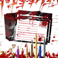 Halloween Parti Meghívó Szett - 12 db Rémisztő Kártya 3
